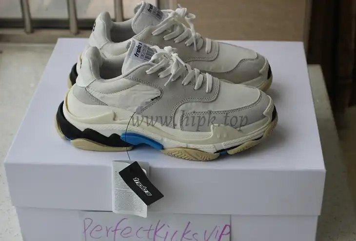 God Paris Triple S Trainers White Blue Black BB