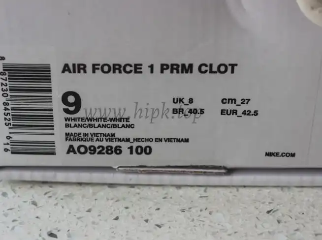 God Nike Air Force 1 PRM CLOT White White White AO9286 ready to ship