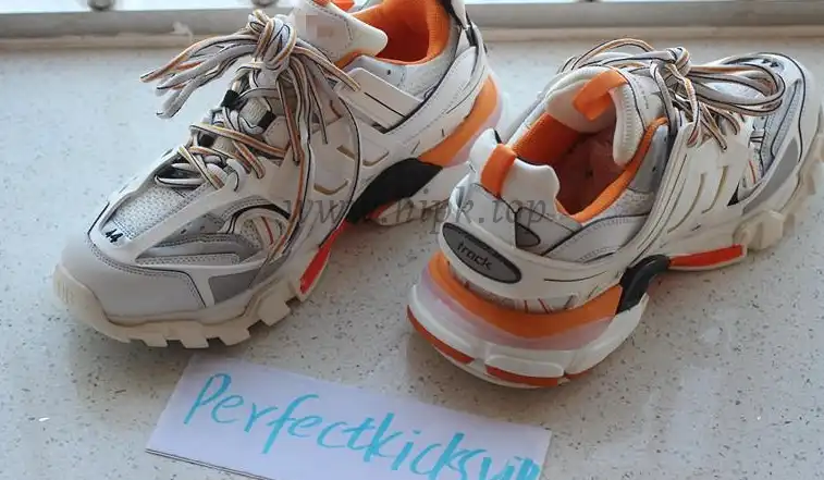 PK God exclusive Balencia Paris Track SneakersWhite Orange best version ready to ship