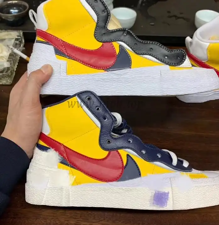 PK God exclusive Nike Sacai Blazer Hi Snow Beach MID yellow with real materails ready to ship