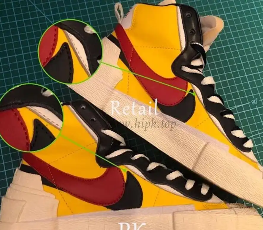 PK God exclusive Nike Sacai Blazer Hi Snow Beach MID yellow with real materails ready to ship