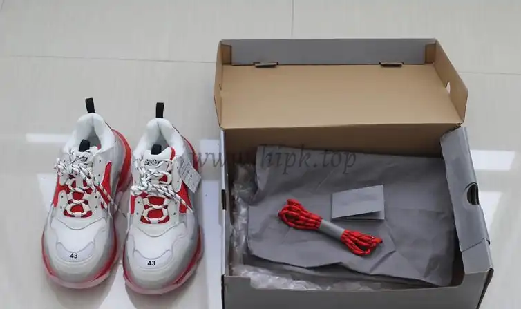 PK GOD PARIS TRIPLE S CLEAR SOLE TRAINER 19ss Red and White READY TO SHIP