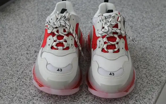 PK GOD PARIS TRIPLE S CLEAR SOLE TRAINER 19ss Red and White READY TO SHIP