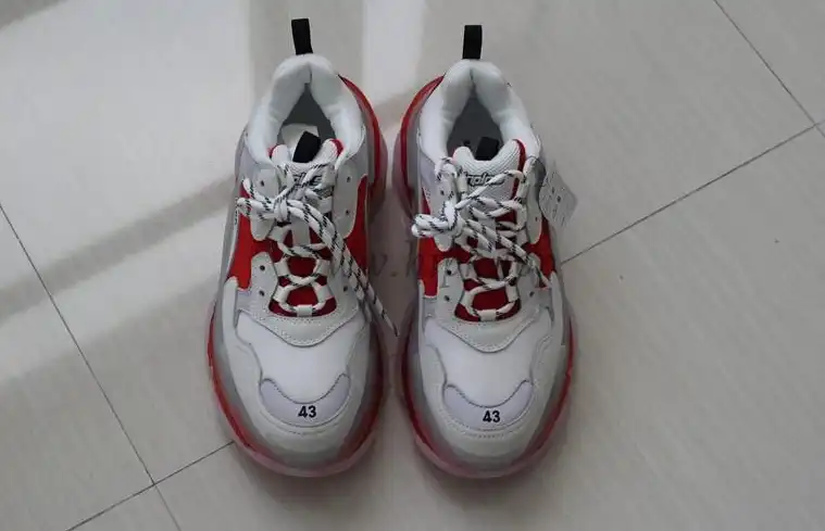 PK GOD PARIS TRIPLE S CLEAR SOLE TRAINER 19ss Red and White READY TO SHIP