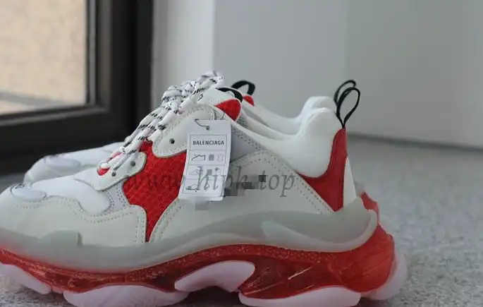 PK GOD PARIS TRIPLE S CLEAR SOLE TRAINER 19ss Red and White READY TO SHIP