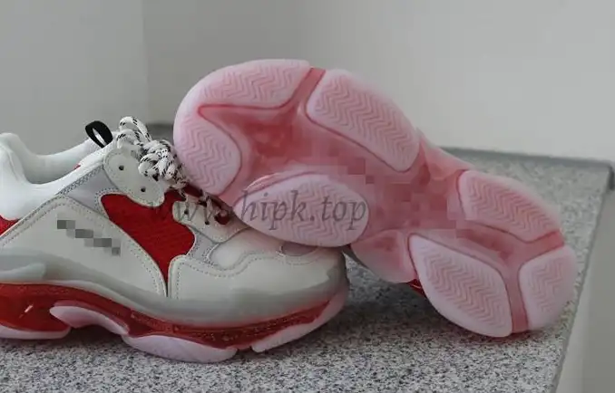 PK GOD PARIS TRIPLE S CLEAR SOLE TRAINER 19ss Red and White READY TO SHIP