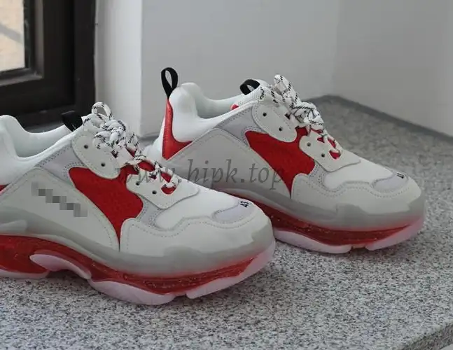 PK GOD PARIS TRIPLE S CLEAR SOLE TRAINER 19ss Red and White READY TO SHIP