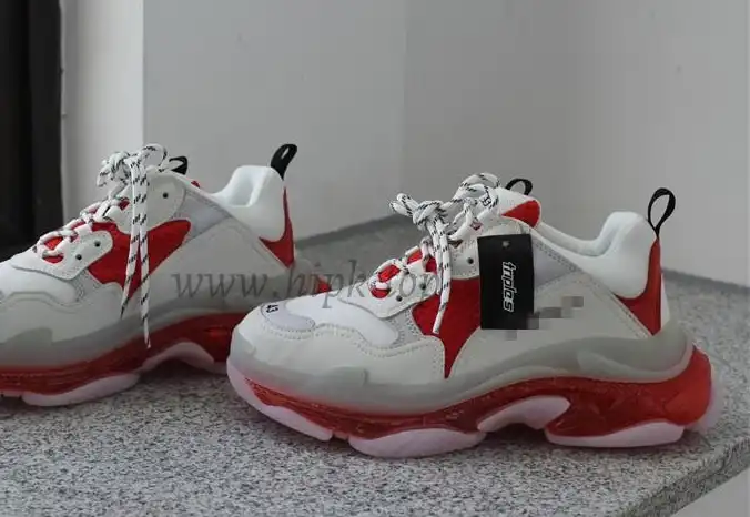 PK GOD PARIS TRIPLE S CLEAR SOLE TRAINER 19ss Red and White READY TO SHIP