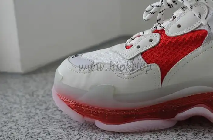 PK GOD PARIS TRIPLE S CLEAR SOLE TRAINER 19ss Red and White READY TO SHIP