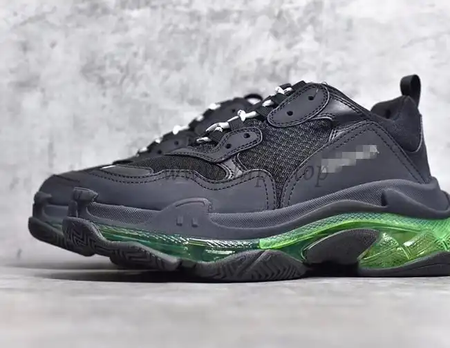 PK GOD PARIS TRIPLE S CLEAR SOLE TRAINER Black Green real materials READY TO SHIP