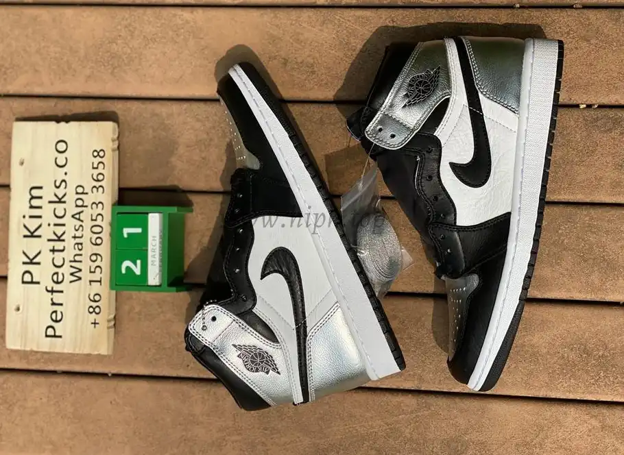 Pk god air Jordan 1 OG retro silver toe retail materials ready on March 10th