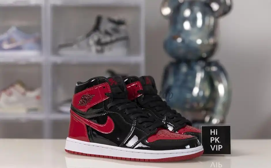 Pk God air jordan 1 retro Patent bred retail materials ready to ship