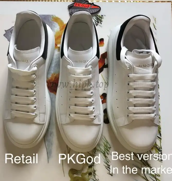 PK GOD Alxnder MC McQueen White smooth calf leather toe black leather heelbest version ready to ship