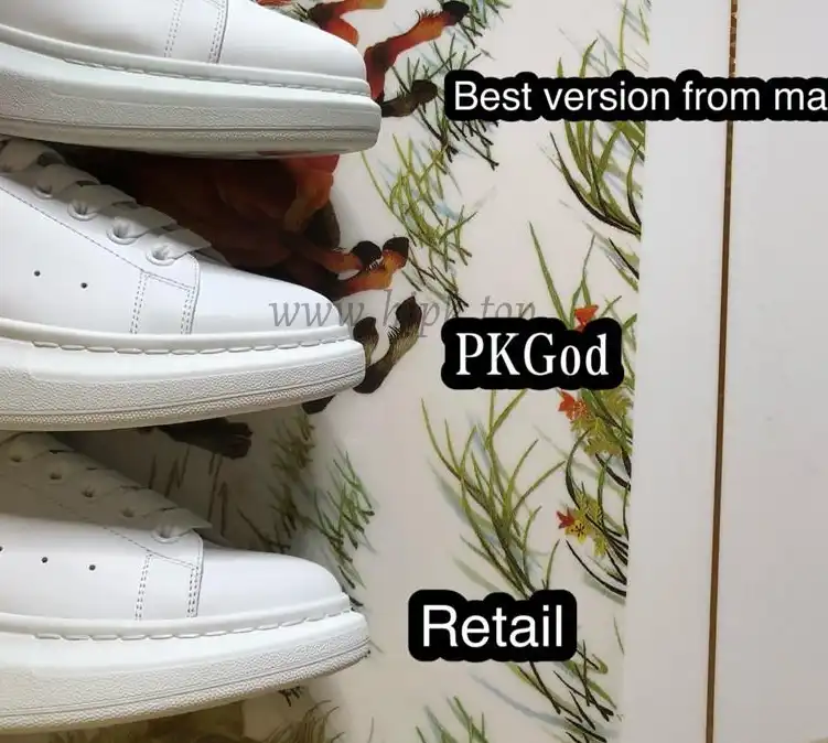 PK GOD Alxnder MC McQueen White smooth calf leather toe black leather heelbest version ready to ship