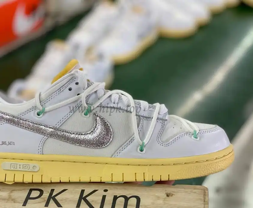 Pk God off white X dunk low the 50 white silver retail materials ready to ship