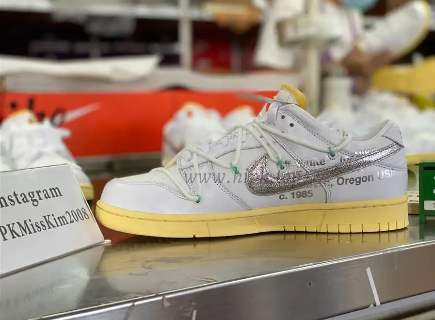 Pk God off white X dunk low the 50 white silver retail materials ready to ship