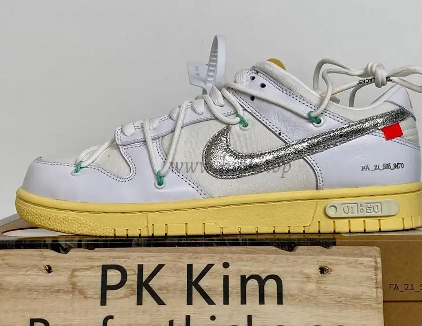 Pk God off white X dunk low the 50 white silver retail materials ready to ship