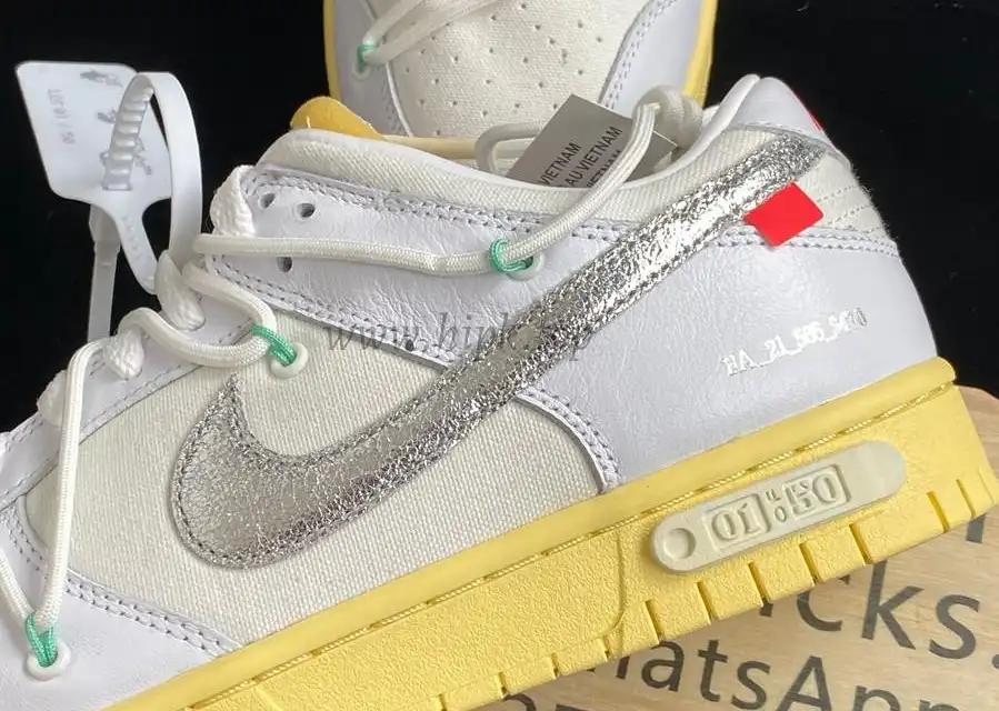 Pk God off white X dunk low the 50 white silver retail materials ready to ship