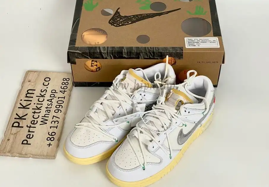 Pk God off white X dunk low the 50 white silver retail materials ready to ship