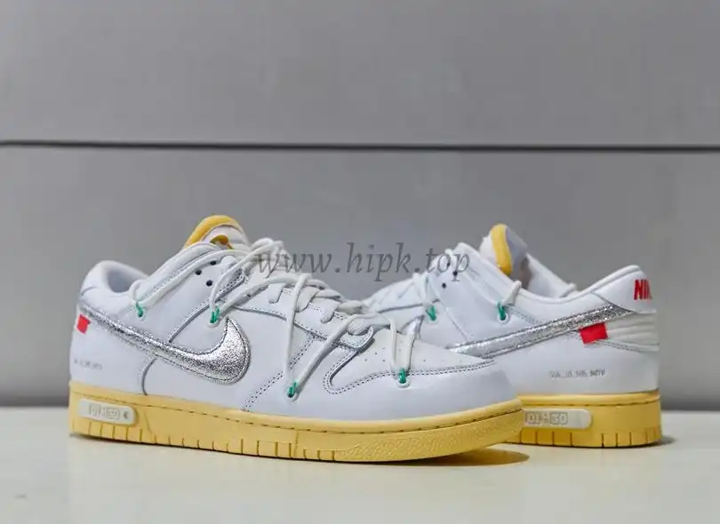 Pk God off white X dunk low the 50 white silver retail materials ready to ship