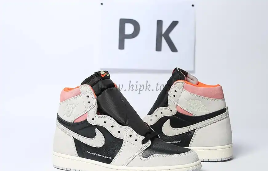 PK GOD Jordan 1 Retro High Neutral Grey Hyper Crimson RETAIL MATERIALS READY TO SHIP