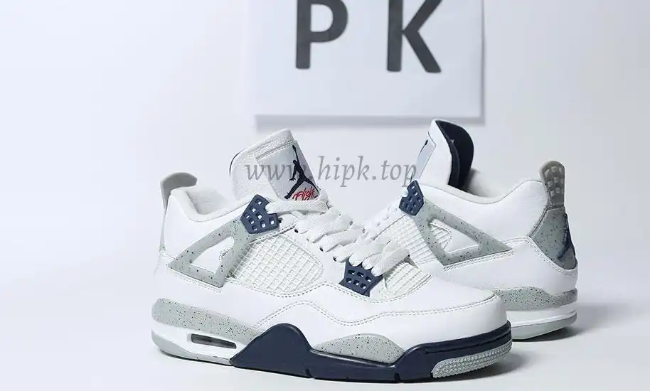 PK GOD Jordan 4 Retro White Midnight Navy RETAIL MATERIALS READY TO SHIP