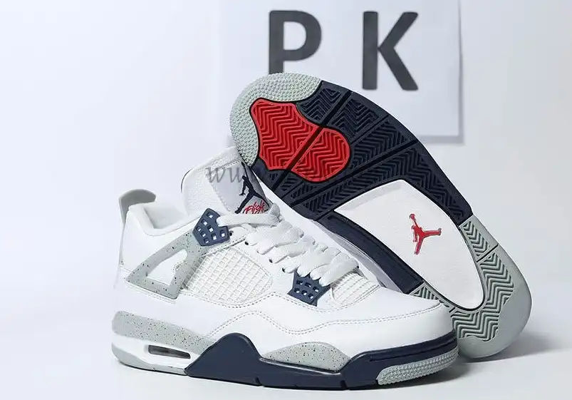 PK GOD Jordan 4 Retro White Midnight Navy RETAIL MATERIALS READY TO SHIP