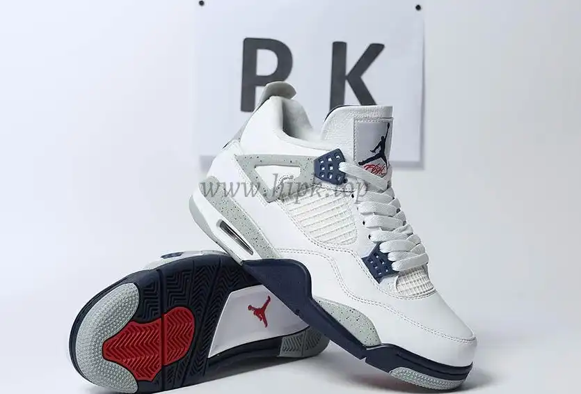 PK GOD Jordan 4 Retro White Midnight Navy RETAIL MATERIALS READY TO SHIP