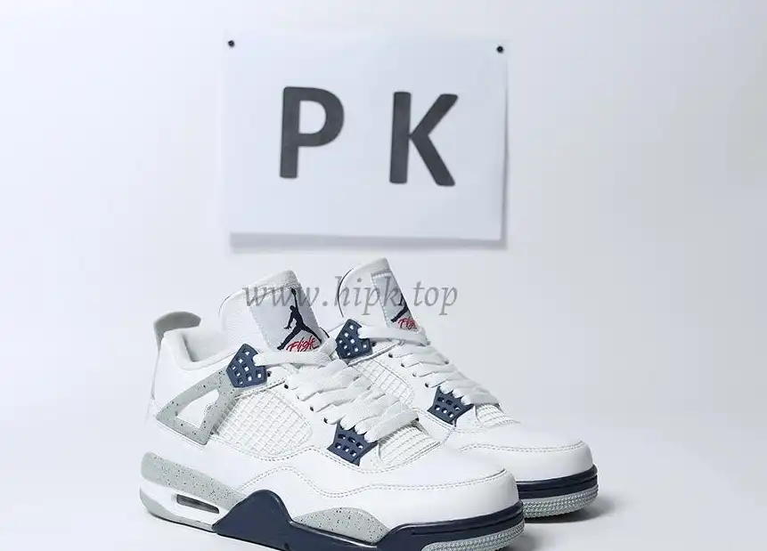 PK GOD Jordan 4 Retro White Midnight Navy RETAIL MATERIALS READY TO SHIP