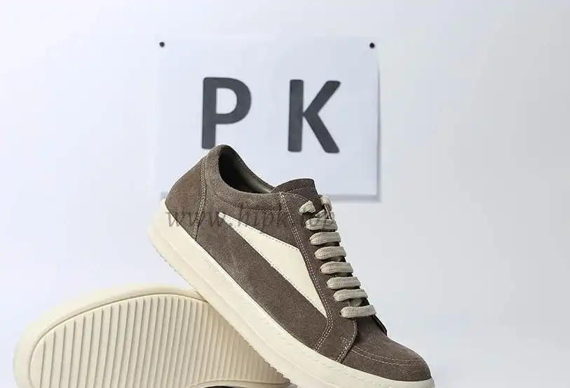 PK GOD Rick Owens EDFU Vintage Sneaks Velour Suede Dust Grey Milk White RETAIL MATERIALS READY TO SHIP