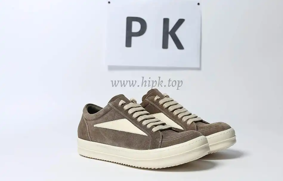 PK GOD Rick Owens EDFU Vintage Sneaks Velour Suede Dust Grey Milk White RETAIL MATERIALS READY TO SHIP