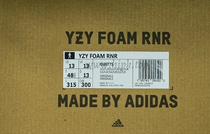 PK GOD adidas Yeezy Foam RNNR Sulfur RETAIL MATERIALS READY TO SHIP