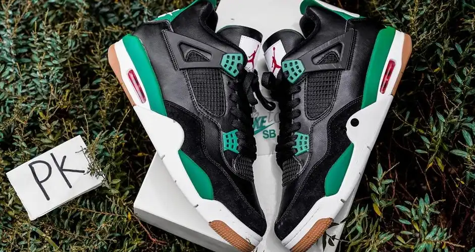 PK GOD Jordan 4 Retro SB Black Green RETAIL MATERIALS READY TO SHIP