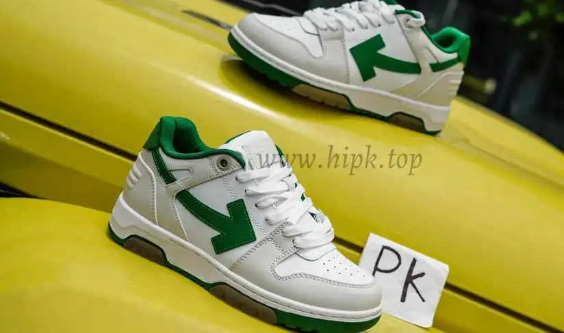 PK GOD OFF-WHITE Out Of Office Low Tops White Green RETAIL MATERIALS READY TO SHIP