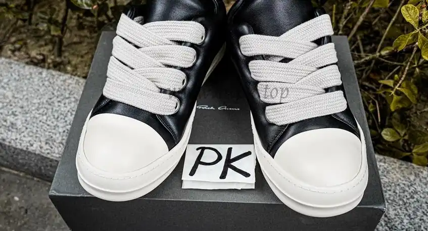 PK GOD Rick Owens Jumbo Lace Padded Sneaks Low Black Milk RETAIL MATERIALS READY TO SHIP