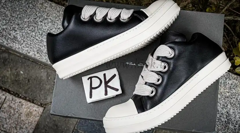 PK GOD Rick Owens Jumbo Lace Padded Sneaks Low Black Milk RETAIL MATERIALS READY TO SHIP