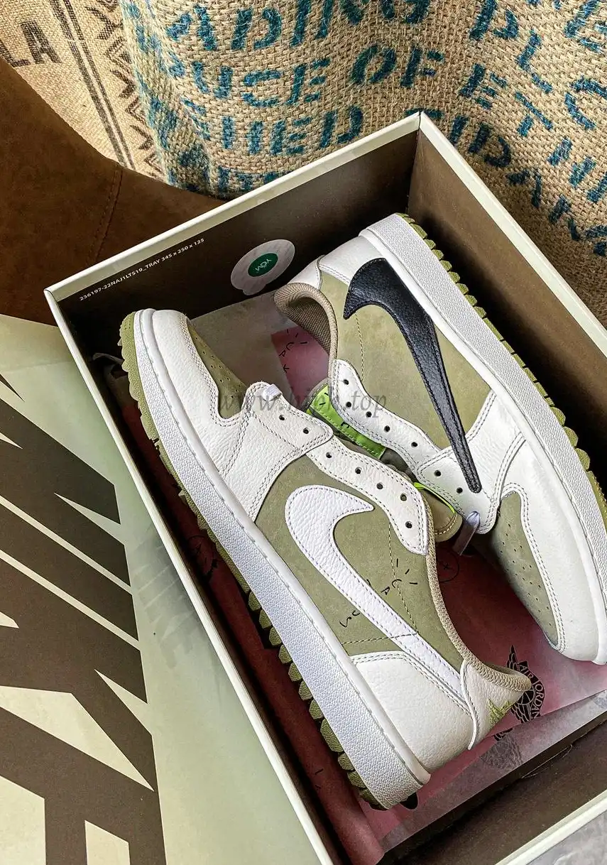 PK 4.0 Jordan 1 Retro Low Golf Travis Scott Neutral Olive RETAIL MATERIALS READY TO SHIP