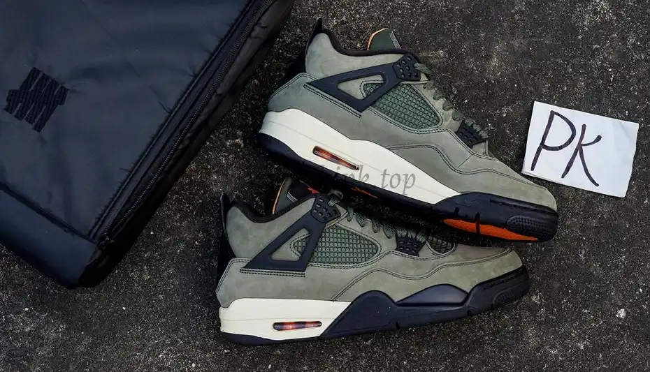 PK GOD Jordan 4 Undefeated Travis Scott Olive RETAIL MATERIALS READY TO SHIP