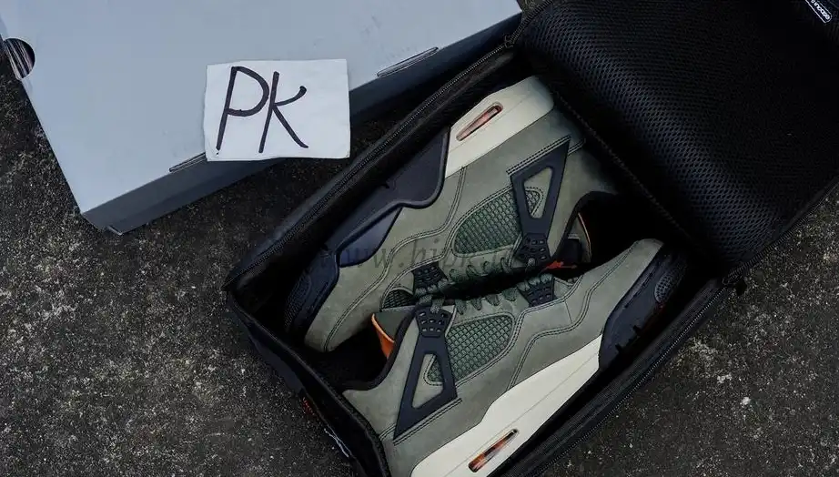 PK GOD Jordan 4 Undefeated Travis Scott Olive RETAIL MATERIALS READY TO SHIP