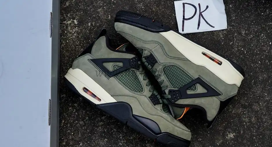 PK GOD Jordan 4 Undefeated Travis Scott Olive RETAIL MATERIALS READY TO SHIP