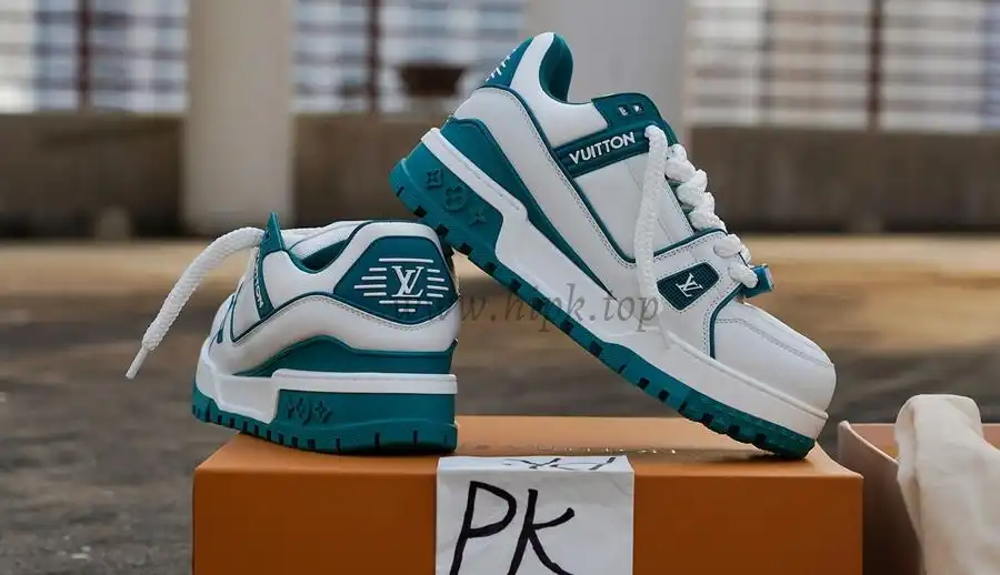 PK GOD Louis Vuitton LV Trainer Maxi Sneaker White Green RETAIL MATERIALS READY TO SHIP