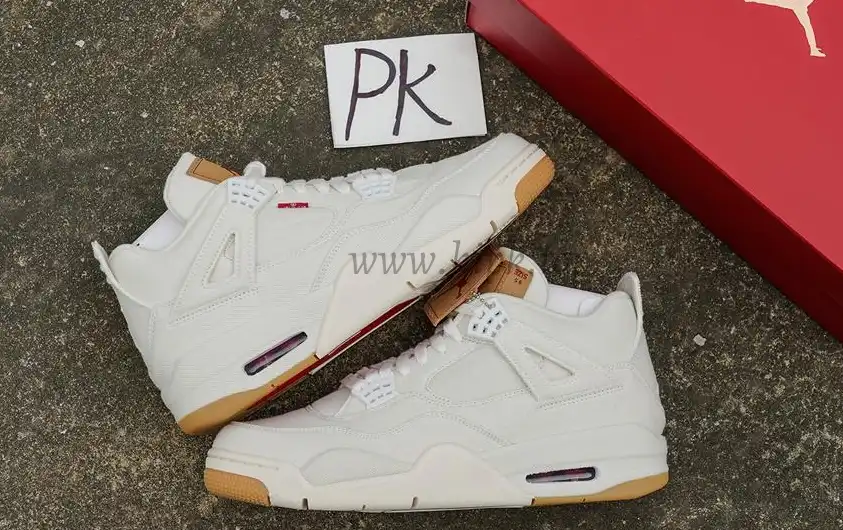 PK God Jordan 4 Retro Levi’s White RETAIL MATERIALS READY TO SHIP