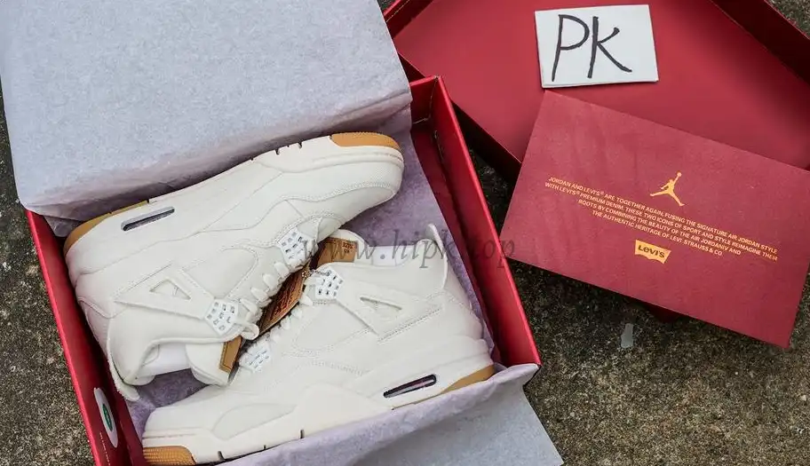 PK God Jordan 4 Retro Levi’s White RETAIL MATERIALS READY TO SHIP