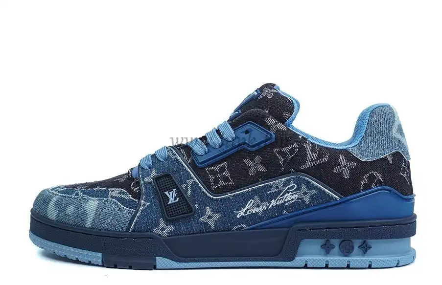 PK god Louis Vuitton LV Trainer Blue Black Denim Monogram retail materials ready to ship