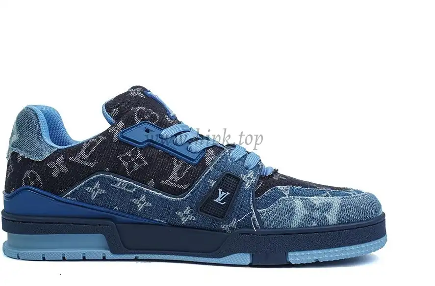 PK god Louis Vuitton LV Trainer Blue Black Denim Monogram retail materials ready to ship