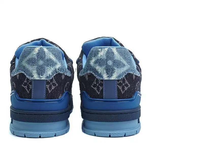 PK god Louis Vuitton LV Trainer Blue Black Denim Monogram retail materials ready to ship