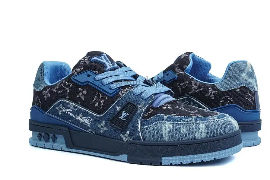 PK god Louis Vuitton LV Trainer Blue Black Denim Monogram retail materials ready to ship