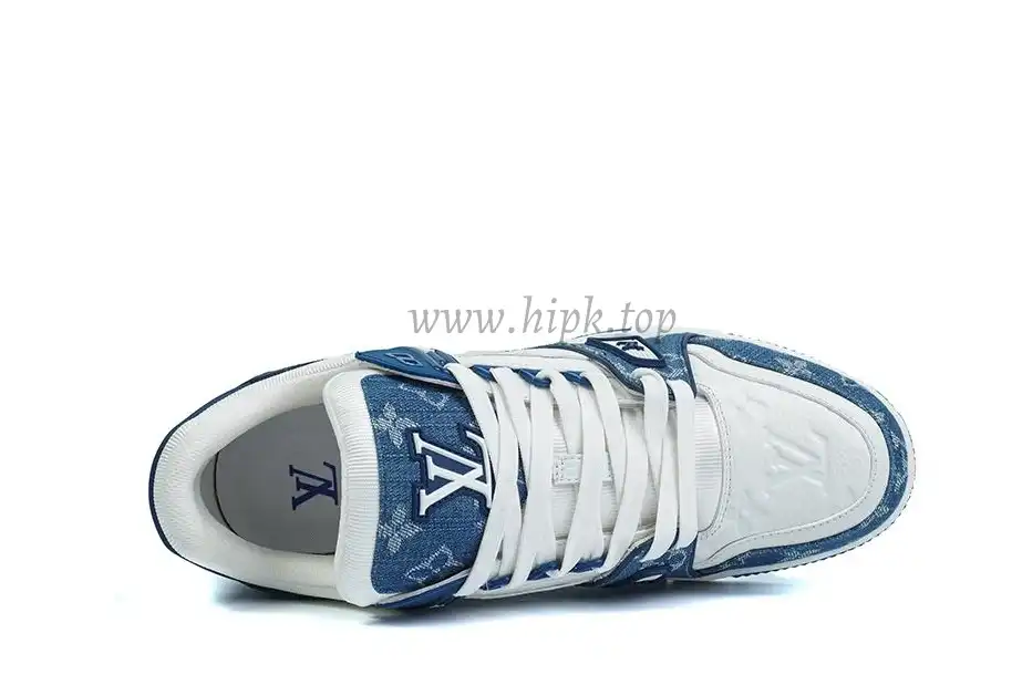 PK god Louis Vuitton LV Trainer Monogram Denim White Blue retail materials ready to ship