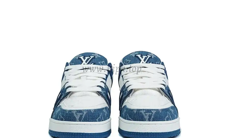 PK god Louis Vuitton LV Trainer Monogram Denim White Blue retail materials ready to ship