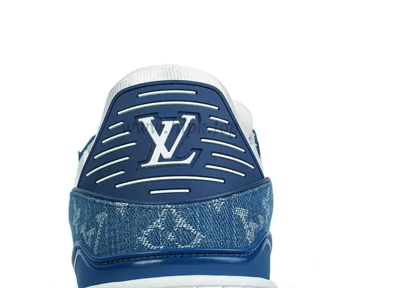 PK god Louis Vuitton LV Trainer Monogram Denim White Blue retail materials ready to ship